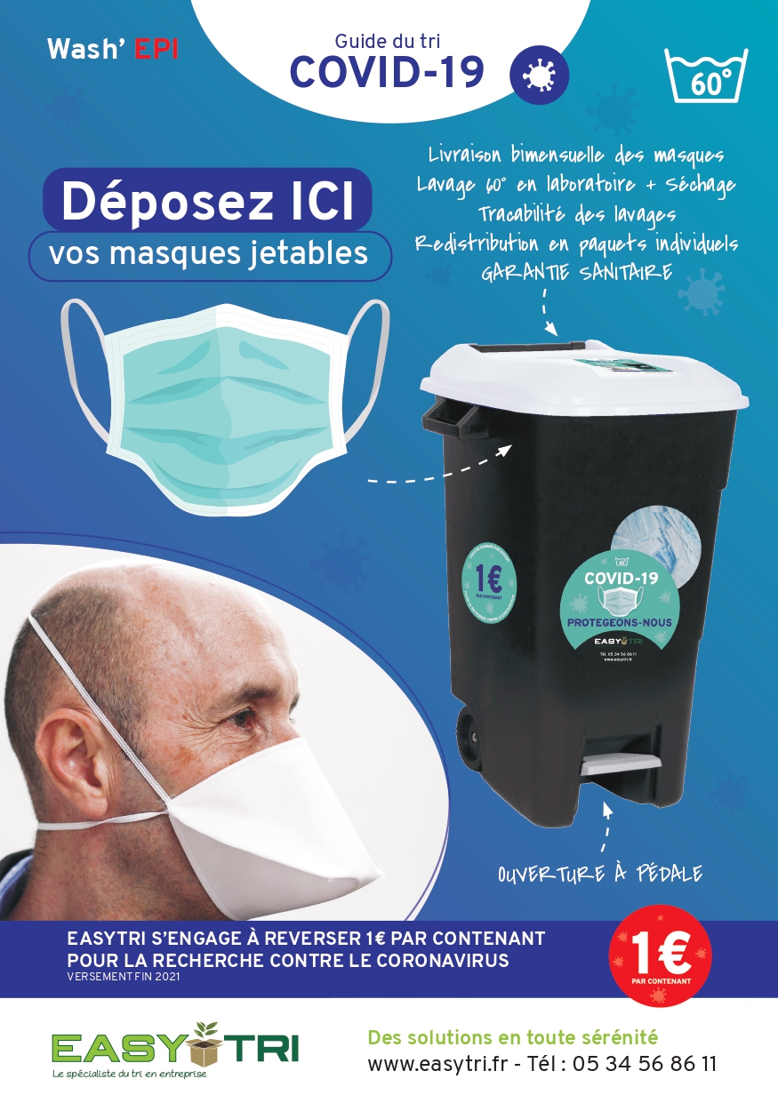 Prestation Wash'EPI : protocole sanitaire de gestion des masques jetables à Toulouse pour les entreprises