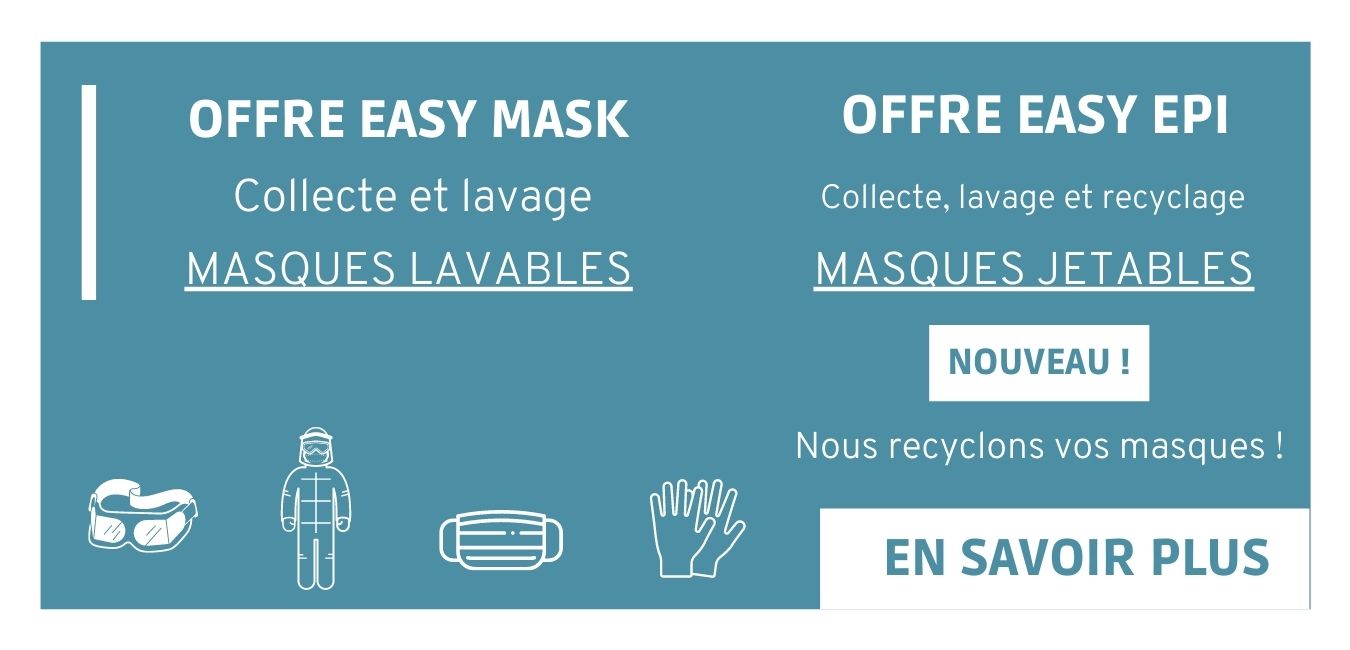 Offre Easy EPI et Easy mask - nous lavons vos masques lavables et nous recyclons vos masques jetables