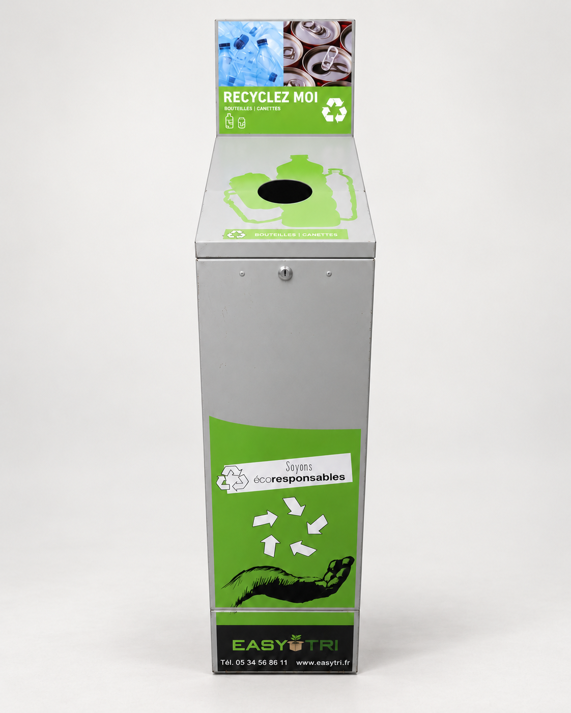 Collecteur Easycub pour bouteilles et canettes, vue de face